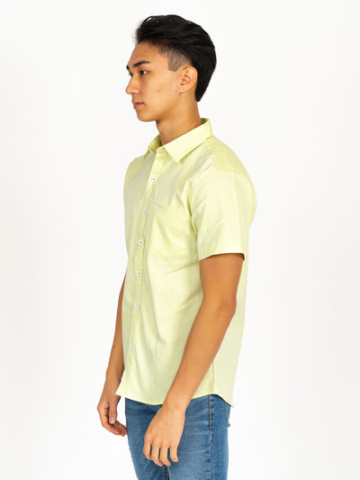 Camisa manga corta cuello normal - verde eléctrico