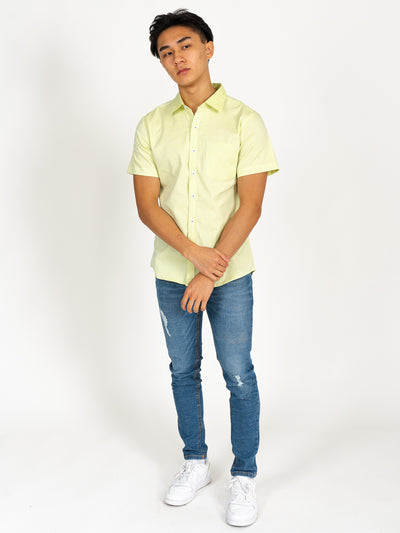 Camisa manga corta cuello normal - verde eléctrico