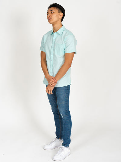 Camisa manga corta cuello normal - verde menta