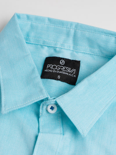 Camisa manga corta cuello normal - aqua