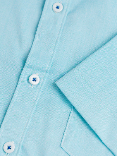 Camisa manga corta cuello normal - aqua