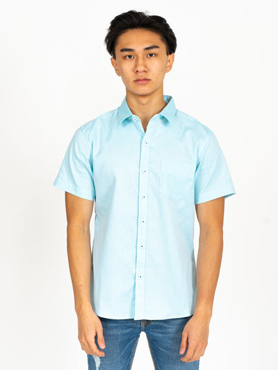 Camisa manga corta cuello normal - aqua