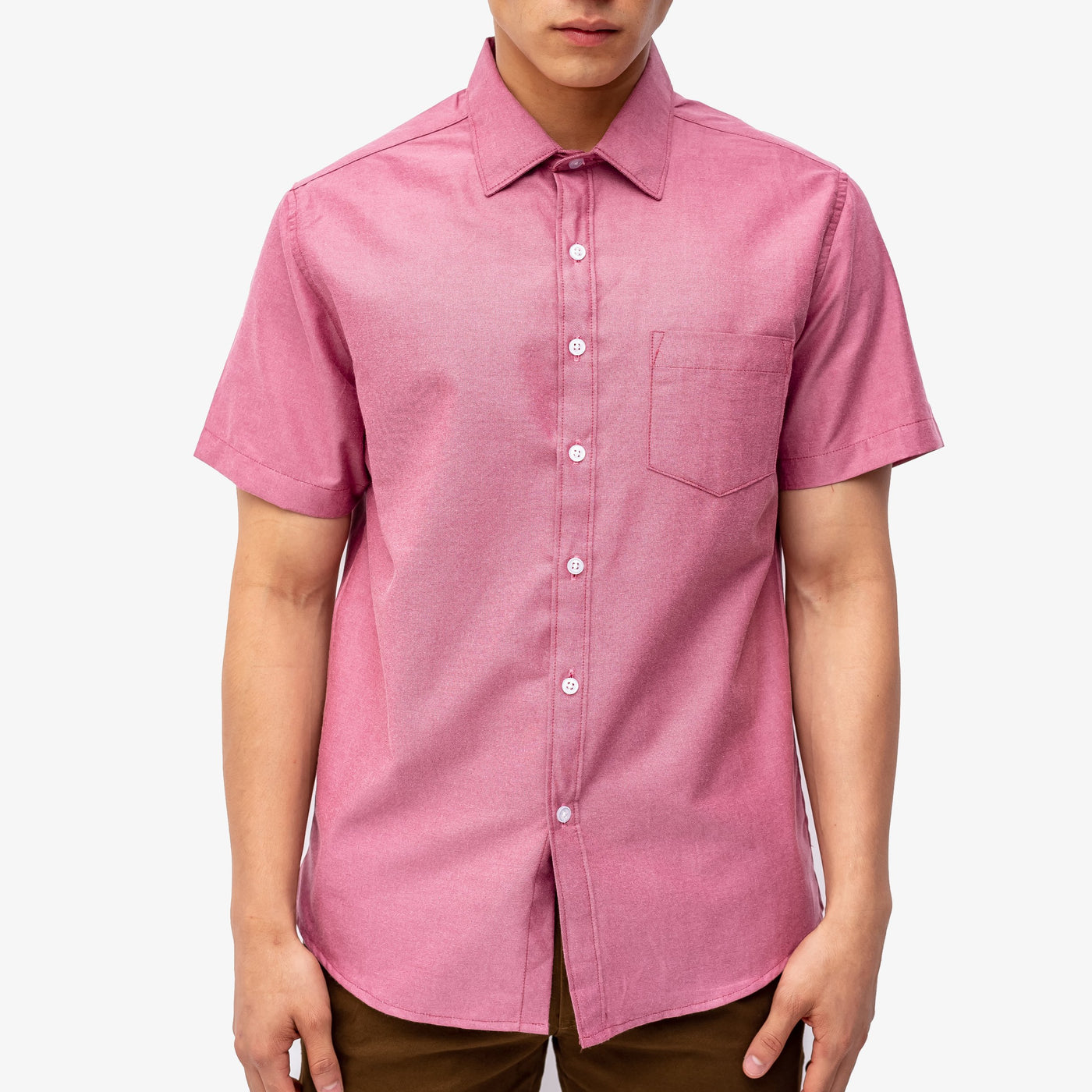 Camisa manga corta cuello normal  - palo rosa oscuro