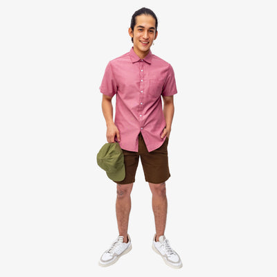 Camisa manga corta cuello normal  - palo rosa oscuro