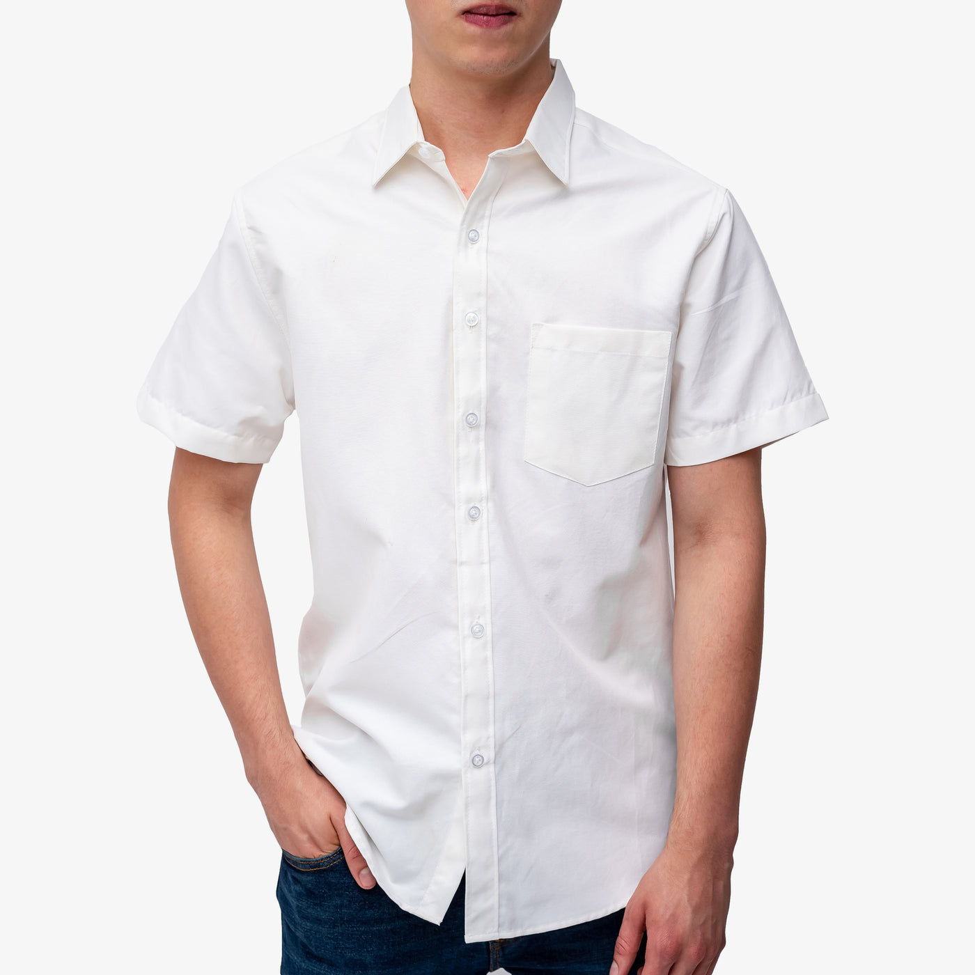 Camisa manga corta cuello normal - blanco hueso
