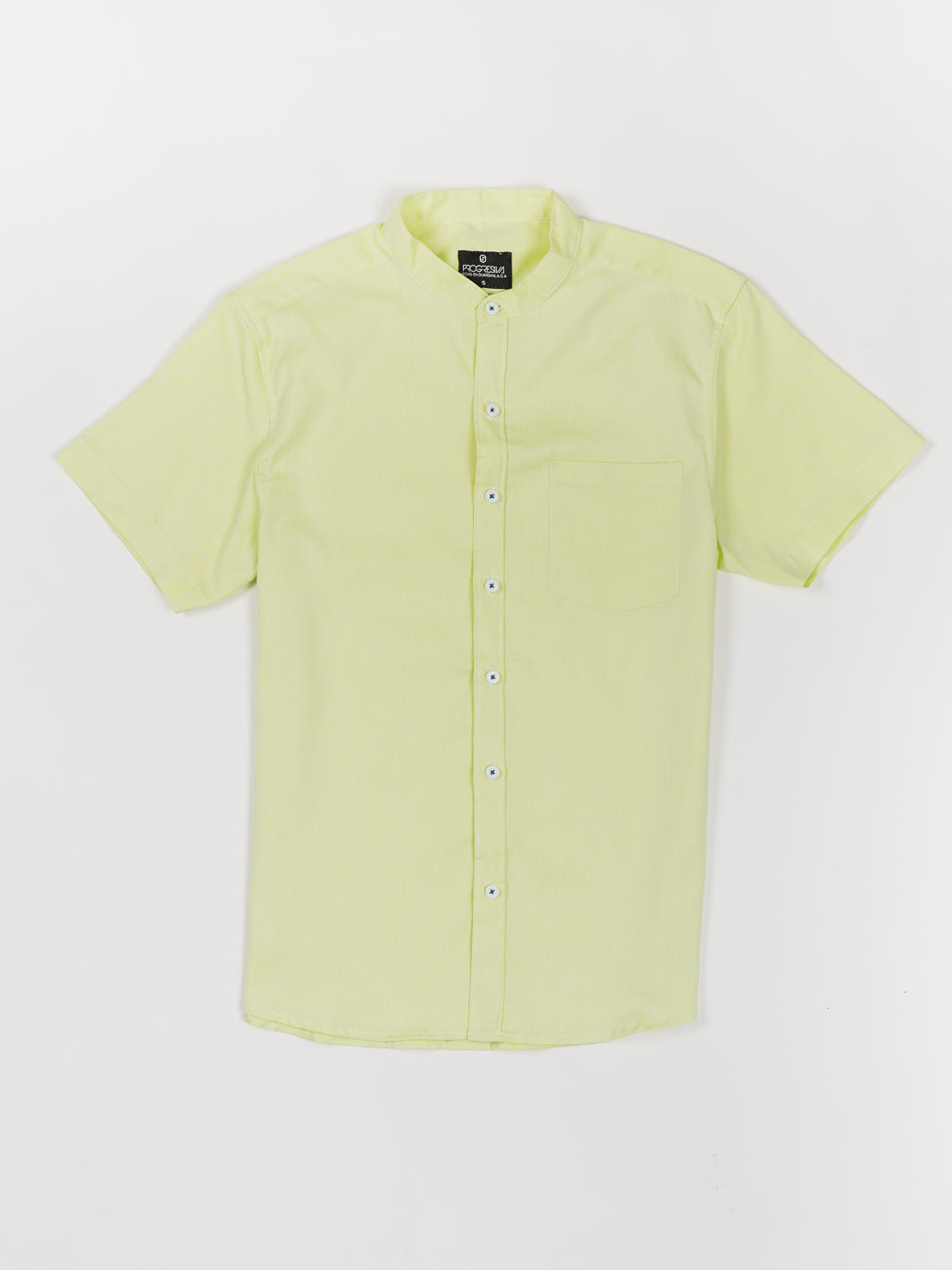Camisa manga corta cuello chino - verde eléctrico