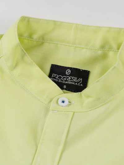Camisa manga corta cuello chino - verde eléctrico