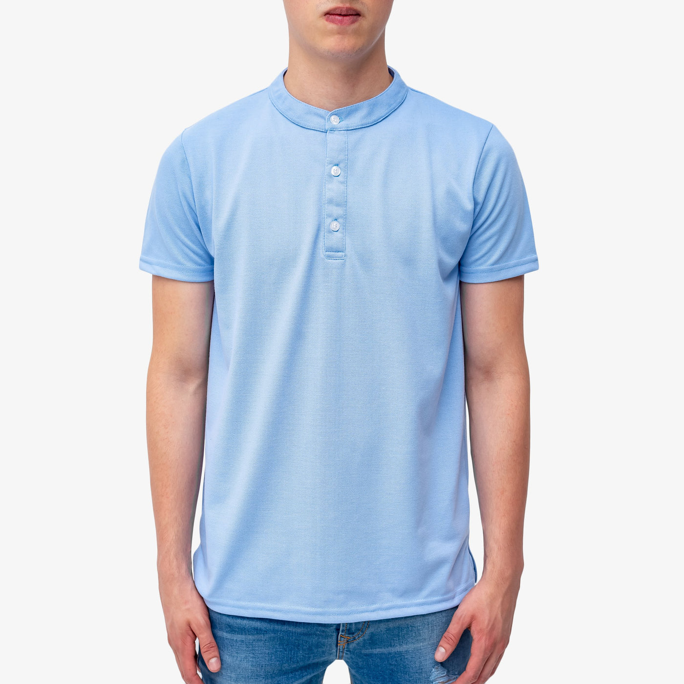 Polo cuello mao - Celeste
