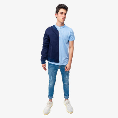 Polo cuello mao - Celeste