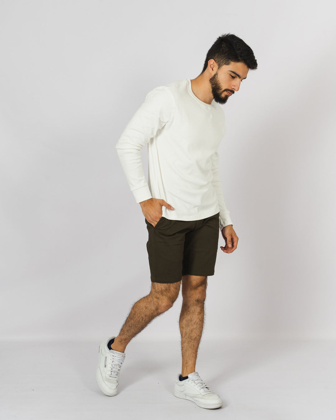 Short de gabardina - verde olivo