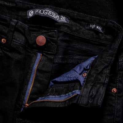 Jeans super denim estilo mom jeans - negro