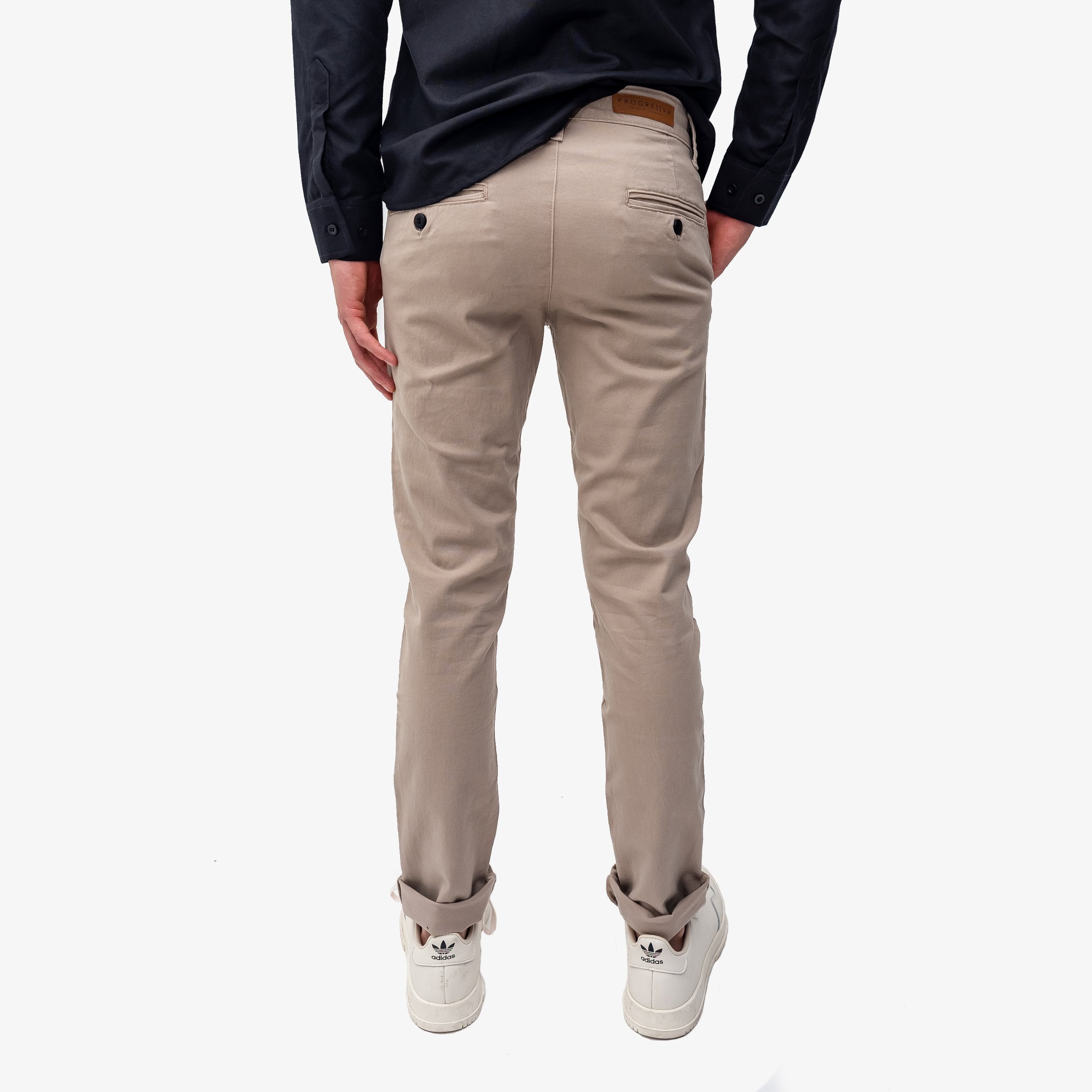 Pantalon de gabardina skinny beige