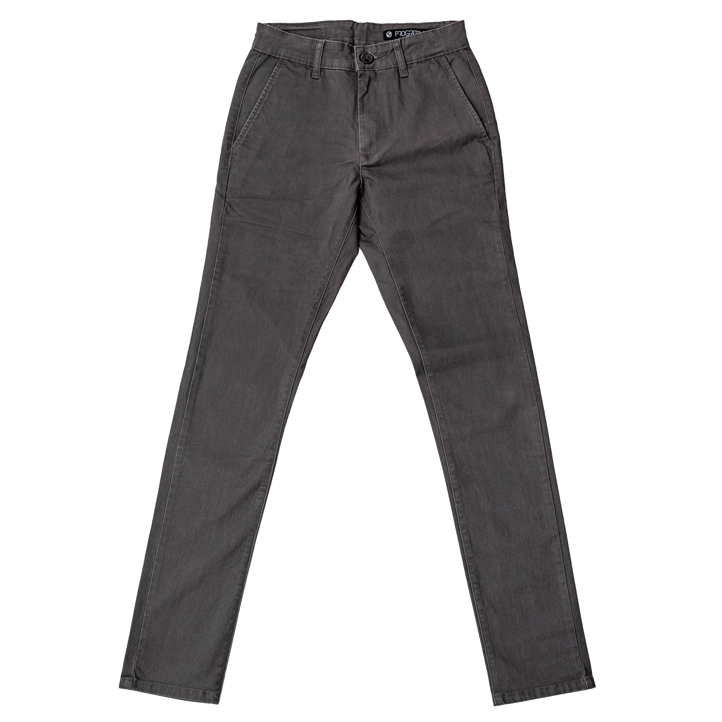 Pantal n de gabardina skinny gris oscuro