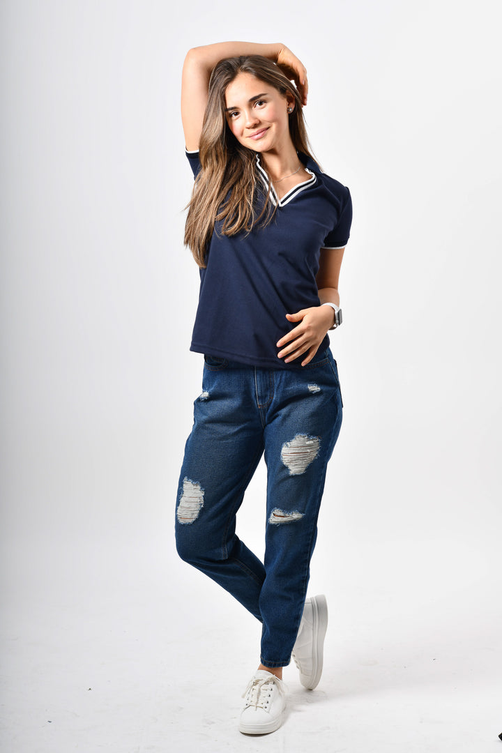 Blusa tipo polo de mujer