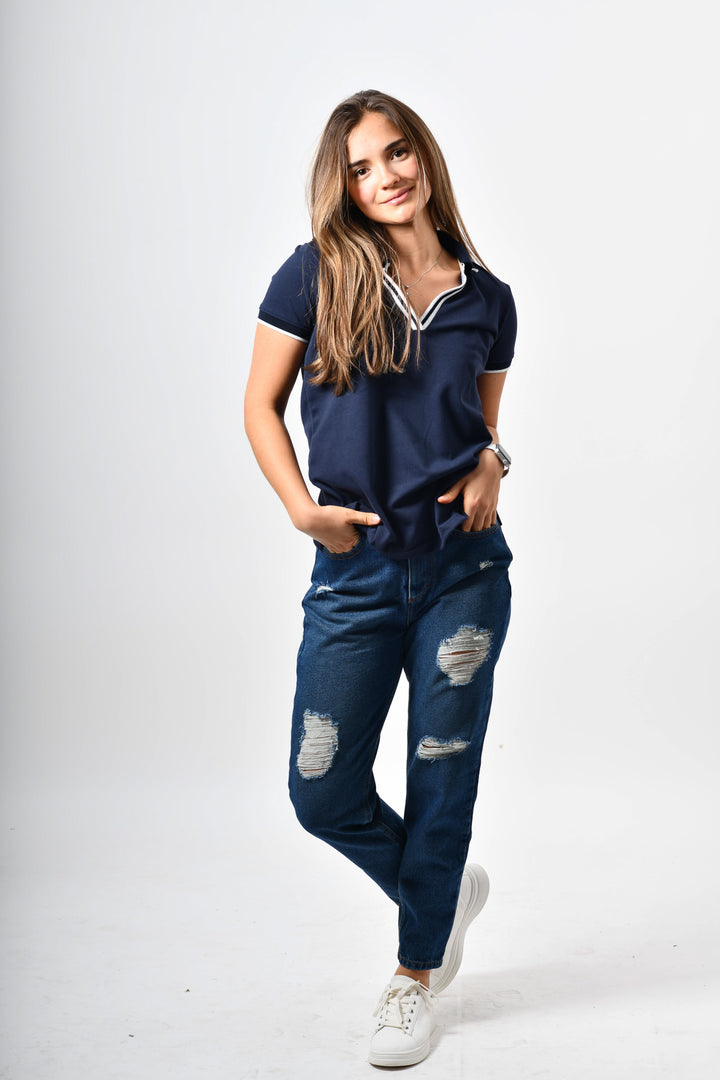 Blusa tipo polo de mujer
