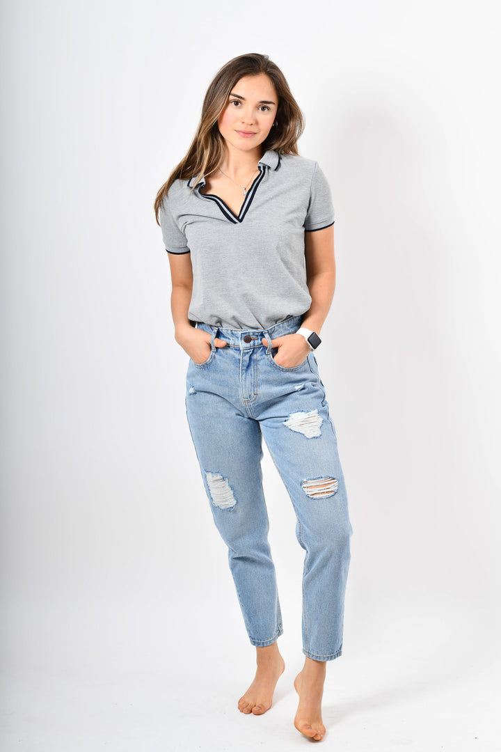 Blusa tipo polo de mujer