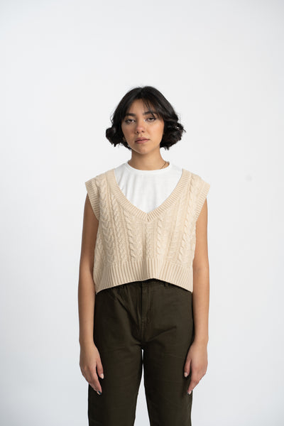 Chaleco tejido de mujer - beige