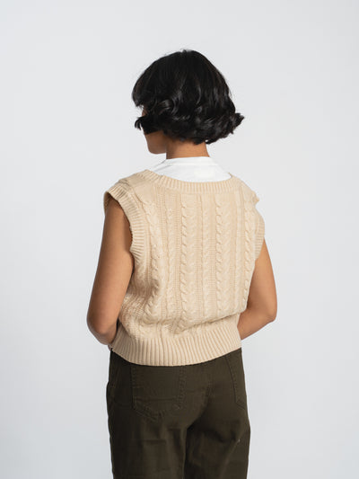 Chaleco tejido de mujer - beige