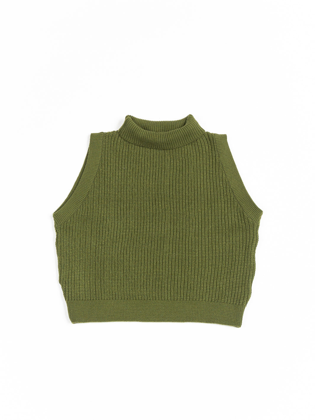 Chaleco tejido de mujer cuello tortuga - verde olivo