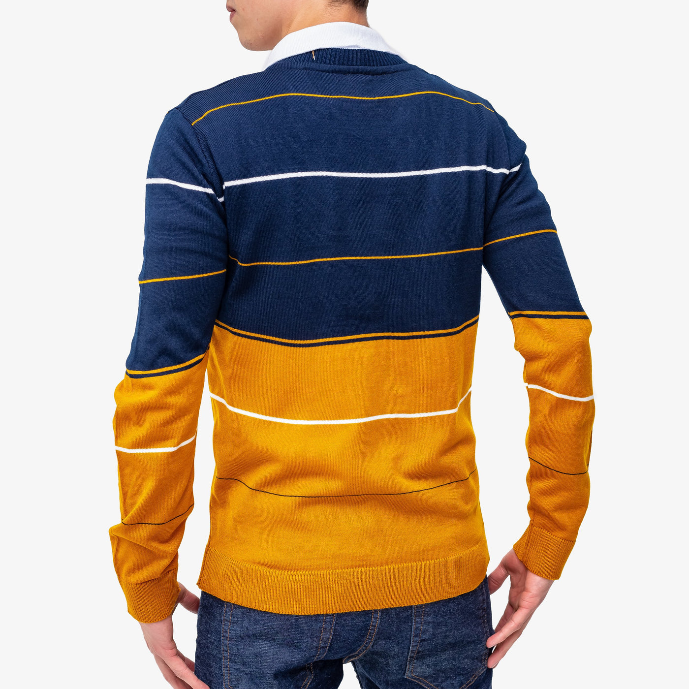 Suéter Tejido - Rayas azul / mostaza