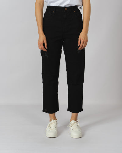 Jeans super denim estilo mom jeans - negro