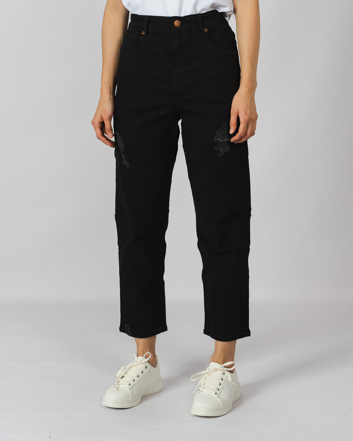 Jeans super denim estilo mom jeans - negro