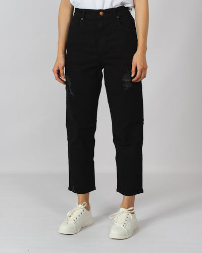 Jeans super denim estilo mom jeans - negro