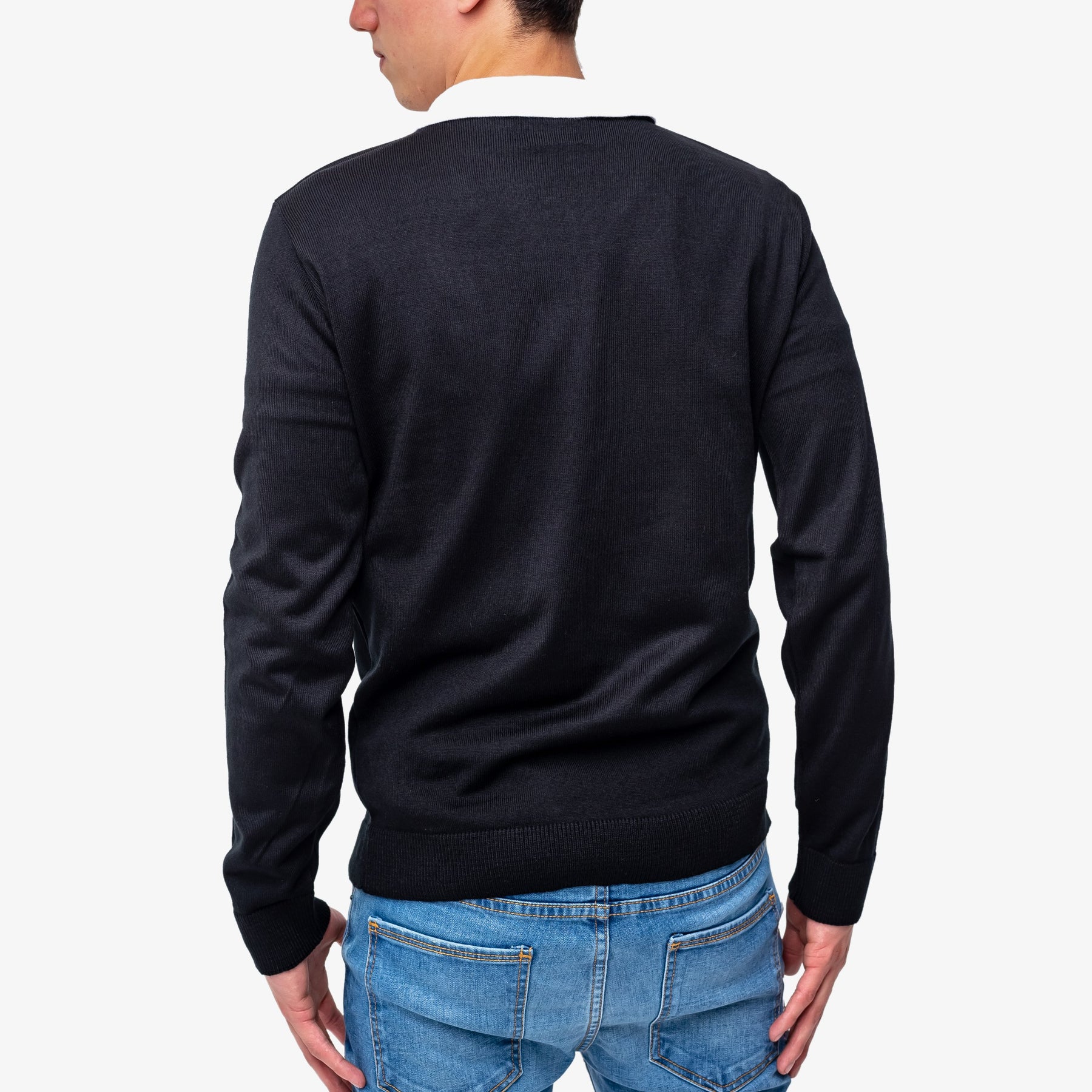 Sueter negro store cuello v hombre