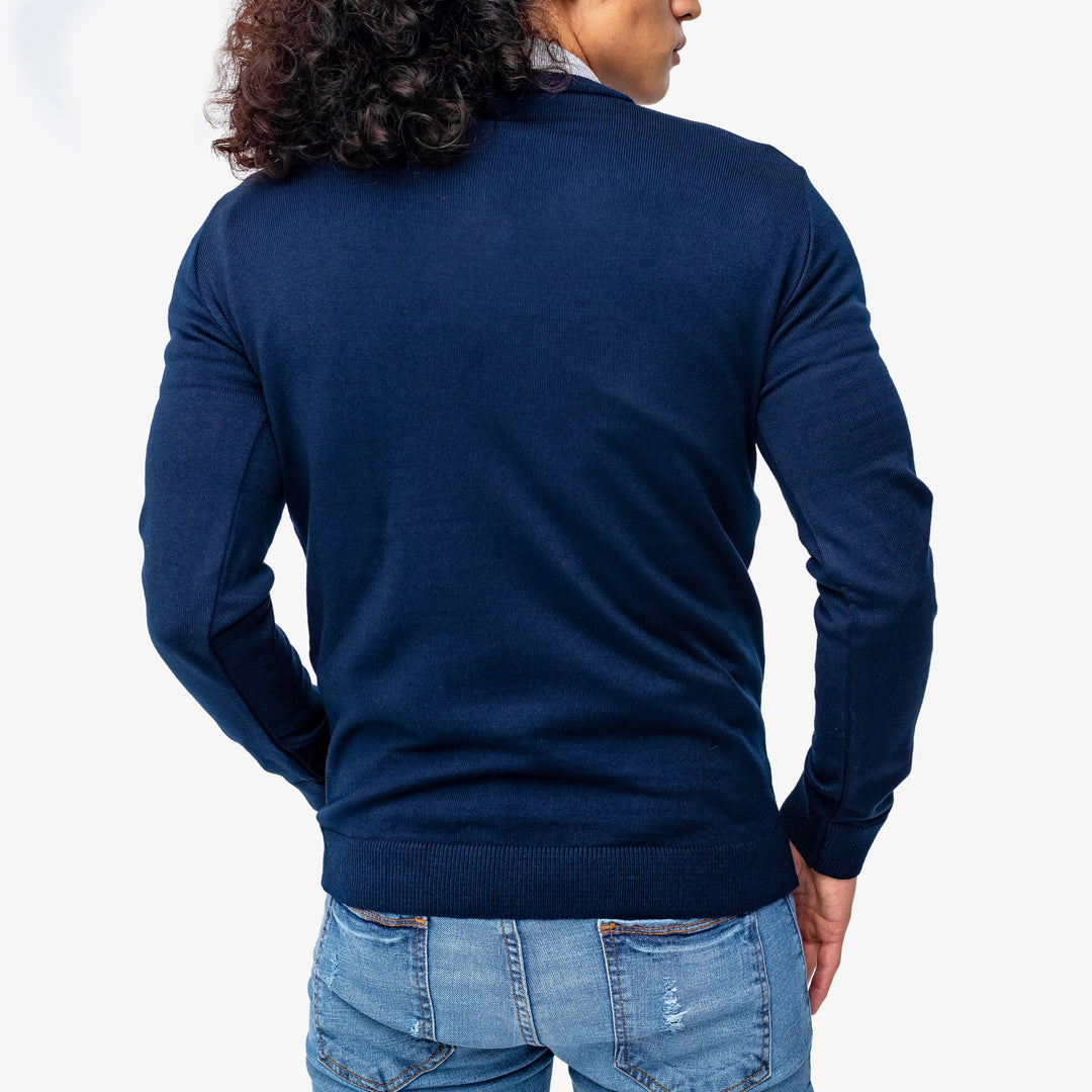 Suéter básico - cuello V - azul marino